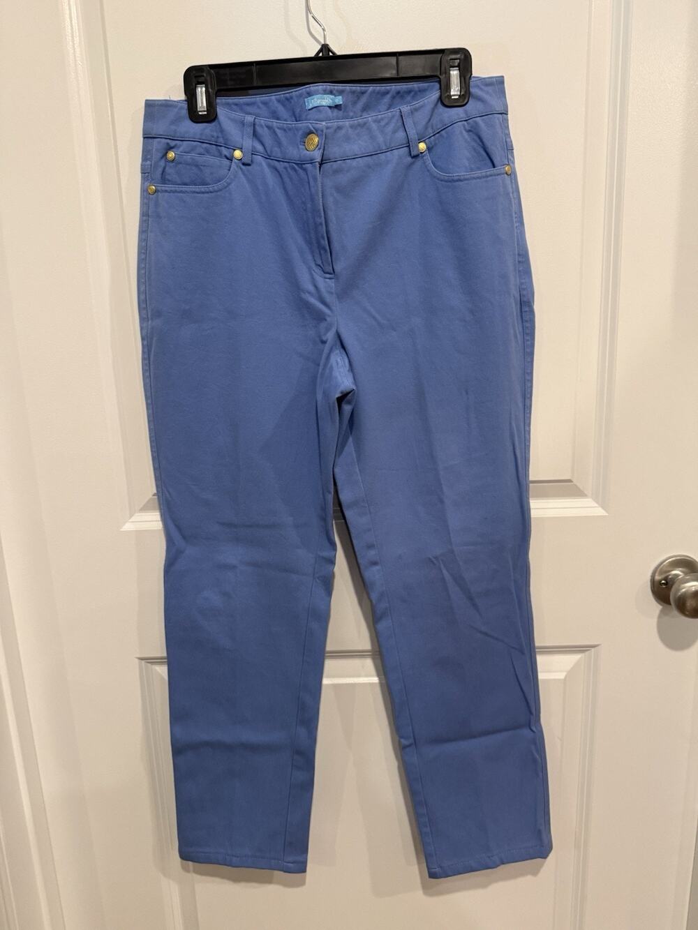 J. McLaughlin Sky Blue Denim Style Pants Size 10 Comfortable Stretch Preppy